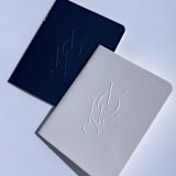 "Luxe Embossed Unisex Vow Books, Set of Two - Navy & White" - Wedding Vow Books in blue by Eva Tadros