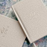 "Elegant Personalized Vow Books Set of Two" - Wedding Vow Books in beige by Barbara Gregory