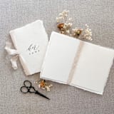 "His and Hers Vow Book Set- ivory with ribbon" - Wedding Vow Books in gray by Jen Simpson