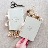 "For My Husband / Wife Vow Book Set - Lake with ribbon" - Wedding Vow Books in natural by Jen Simpson