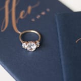 "Navy Rose Gold Foilpress Wedding Vowbooks-His and Her" - Wedding Vow Books in blue by Ruth Jahja-Daro