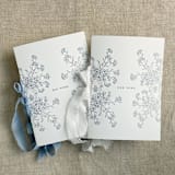 "Steel blue adorable flowers vow book | SET of 2 books | includes 1 her vows and 1 his vows" - Wedding Vow Books in blue by Ivory Invitations