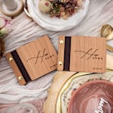 "His and Her Elegant Wedding Vow Books | Cherry Wood | 4" x 5" | Set of 2" - Wedding Vow Books in brown by Katrina Mejia