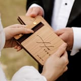 "His and Her Elegant Wedding Vow Books | Cherry Wood | 4" x 5" | Set of 2" - Wedding Vow Books in brown by Katrina Mejia