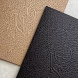 "Luxe Embossed Unisex Vow Books, Set of Two Tan & Black_Lined Paper" - Wedding Vow Books in brown by Eva Tadros