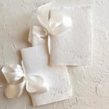 "HIS & HERS Vow Books | letterpressed with silk ribbon - white" - Wedding Vow Books in white by Cara Jo Knapp