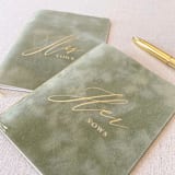"Sage Velvet Vow Books" - Wedding Vow Books in green by PAPER and LACE
