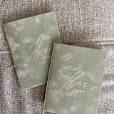 "Sage Velvet Vow Books" - Wedding Vow Books in green by PAPER and LACE