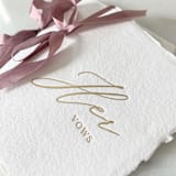 "Handmade Paper Vow Books with Rosewood Silk Ribbon" - Wedding Vow Books in natural by PAPER and LACE