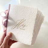 "Handmade Paper Vow Books with Rosewood Silk Ribbon" - Wedding Vow Books in natural by PAPER and LACE