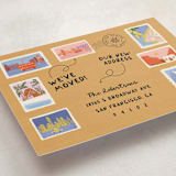 "Stamped" - Moving Announcements in Sunset by Jenna Holcomb - Detail