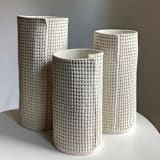 "Medium Grid Fold Cylinder Vase" - Vases in white by Cym Warkov