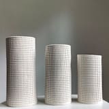 "Medium Grid Fold Cylinder Vase" - Vases in white by Cym Warkov