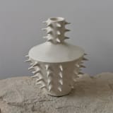 "Handmade Ceramic Spikes White Decorative Flower Vase III" - Vases in beige by OWO Cerámica