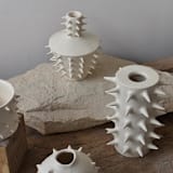 "Handmade Ceramic Spikes White Decorative Flower Vase III" - Vases in beige by OWO Cerámica