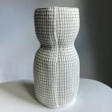 "Large Grid Curvy Vase" - Vases in white by Cym Warkov