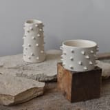 "Handmade Spikes White Ceramic Vase II" - Vases in beige by OWO Cerámica