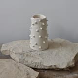 "Handmade Spikes White Ceramic Vase II" - Vases in beige by OWO Cerámica