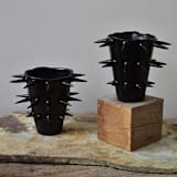"Handmade Pottery Spikes Black Decorative Vase V" - Vases in black by OWO Cerámica