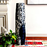 "tall black and white stoneware vase" - Vases in black by Liz Vigoda