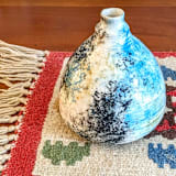 "one-of-a-kind hand thrown and hand painted bud vase - turquoise and black" - Vases in multicolor by Liz Vigoda