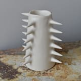 "Handmade Ceramic Spikes White Decorative Vase VI" - Vases in beige by OWO Cerámica