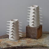 "Handmade Ceramic Spikes White Decorative Vase VI" - Vases in beige by OWO Cerámica