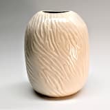 "Oval textured white vase" - Vases in white by Liz Vigoda