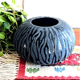 "Low round striped vase" - Vases in black by Liz Vigoda