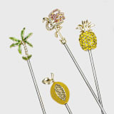 "Tropical cocktail picks" - Wine and Bar Tools in gold by Joanna Buchanan