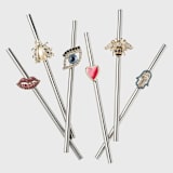 "Lucky charm metal cocktail straws, set of six" - Wine and Bar Tools in multicolorassorted-colors by Joanna Buchanan