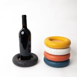 "Wine Bottle Coaster: Natural Terrazzo" - Wine and Bar Tools in yellow by Pretti.Cool