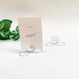 "Silver Wire Infinity Table Number Card Holder, Set of 5" - Centerpieces and Tabletop Decor in silver by JV Country Creations