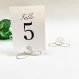 "Champgne Gold Wire Infinity Table Number Card Holder, Set of 5" - Centerpieces and Tabletop Decor in gold by JV Country Creations