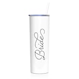 "Bride Tumbler | White | 20 Ounce Stainless Steel" - Gifts for the Bride in white by Leslie Berry