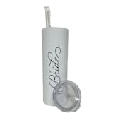 "Bride Tumbler | White | 20 Ounce Stainless Steel" - Gifts for the Bride in white by Leslie Berry