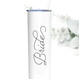 "Bride Tumbler | White | 20 Ounce Stainless Steel" - Gifts for the Bride in white by Leslie Berry