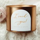 "Engagement Gift Candle I Said Yes!" - Gifts for the Bride in gold by Jordan Perry