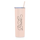 "Bride Tumbler | Matte Blush | 20 Ounce Stainless Steel" - Gifts for the Bride in pink by Leslie Berry