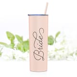 "Bride Tumbler | Matte Blush | 20 Ounce Stainless Steel" - Gifts for the Bride in pink by Leslie Berry