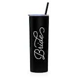 "Bride Tumbler | Black | 20 Ounce Stainless Steel" - Gifts for the Bride in black by Leslie Berry