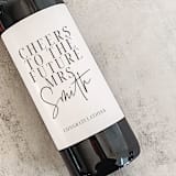 "Personalized Engagement Gift Wine Label | Cheers to the Future Mrs." - Gifts for the Bride in white by The Pretty Little Mess
