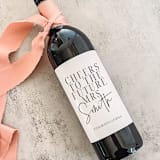 "Personalized Engagement Gift Wine Label | Cheers to the Future Mrs." - Gifts for the Bride in white by The Pretty Little Mess