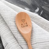 "Wooden Spoon Wedding Favor | Heart With Initials- Set of 5" - Favors in natural by The Homebody Society