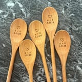 "Wooden Spoon Wedding Favor | Heart With Initials- Set of 5" - Favors in natural by The Homebody Society