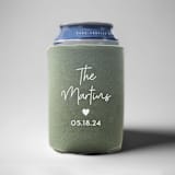 "Custom Styled Script custom can coolers, set of 50" - Favors in beige by Rook Design Co