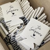 "Custom Styled Script custom can coolers, set of 50" - Favors in beige by Rook Design Co