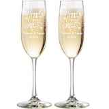 "Custom 8 oz Happily Ever After  Champagne Toasting Flutes - Set of 2" - Couple Gifts in clear by Great Little Favor Co