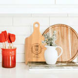 "Custom Engraved Wooden Paddle Bamboo Cutting Board" - Couple Gifts in natural by Papel Custom Design