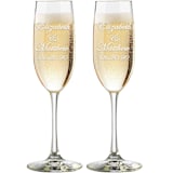"Custom 8 oz Elegant Names Toasting Flutes - Set of 2" - Couple Gifts in clear by Great Little Favor Co